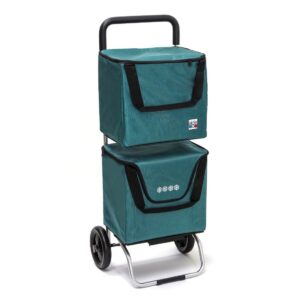 Chariot de courses pliable Modulobag - Sac 2x20L - Bleu canard - 2 roues