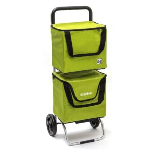 Chariot de courses pliable Modulobag - Sac 2x20L - Anis - 2 roues