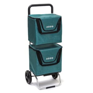 Chariot de courses pliable Modulobag - Sac isotherme ❄️ 2x20L - Bleu canard - 2 roues