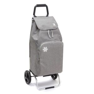 Chariot de courses pliable Sidebag - Sac isotherme ❄️ 55L - Chiné Gris - 2 roues