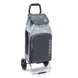 Chariot de courses pliable Sidebag - Sac isotherme ❄️ 55L - Gris Clair / Gris Foncé - 2 roues