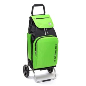 Chariot de courses pliable Sidebag - Sac isotherme ❄️ 55L - Green / Black - 2 roues