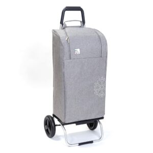 Chariot de courses pliable Sidebag - Sac isotherme ❄️ 42L - Fashion Gris - 2 roues