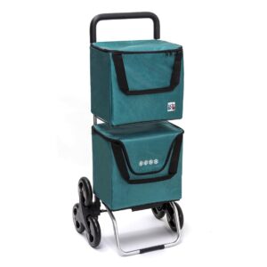 Chariot de courses pliable Modulobag - Sac 2x20L - Bleu canard - 6 roues