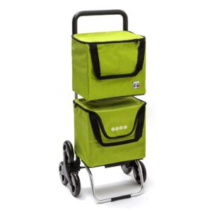 Chariot de courses pliable Modulobag - Sac 2x20L - Anis - 6 roues