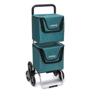 Chariot de courses pliable Modulobag - Sac isotherme ❄️ 2x20L - Bleu canard - 6 roues