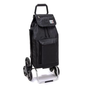 Chariot de courses pliable Sidebag Carlux - Sac 65L - Multipoches Noir - 6 roues avec verrouillage
