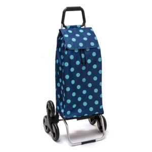 Chariot de courses pliable Sidebag Carlux - Sac 55L - Pois Bleu Ciel - 6 roues avec verrouillage