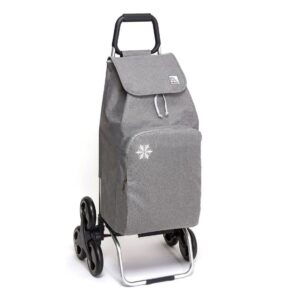 Chariot de courses pliable Sidebag - Sac isotherme ❄️ 55L - Chiné Gris - 6 roues