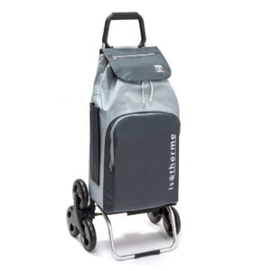Chariot de courses pliable Sidebag - Sac isotherme ❄️ 55L - Gris Clair / Gris Foncé - 6 roues