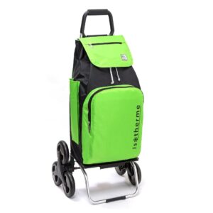 Chariot de courses pliable Sidebag - Sac isotherme ❄️ 55L - Green / Black - 6 roues