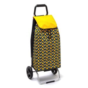 Chariot de courses pliable Sidebag Carlux - Sac 55L - Geometrik Jaune - 2 roues