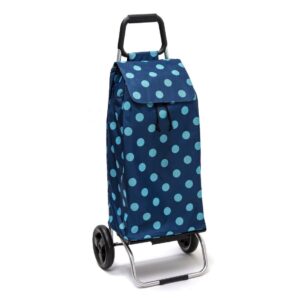 Chariot de courses pliable Sidebag Carlux - Sac 55L - Pois Bleu Ciel - 2 roues