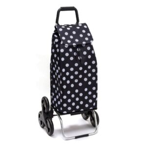 Chariot de courses pliable Sidebag Carlux - Sac 55L - Pois Blanc Noir - 6 roues