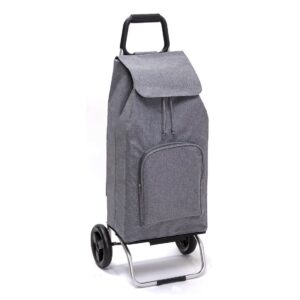 Chariot de courses pliable Sidebag Carlux - Sac 65L - Multipoches Chiné Gris - 2 roues
