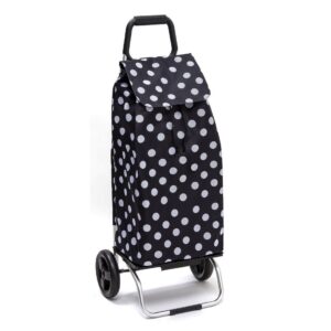 Chariot de courses pliable Sidebag Carlux - Sac 55L - Pois Blanc Noir - 2 roues